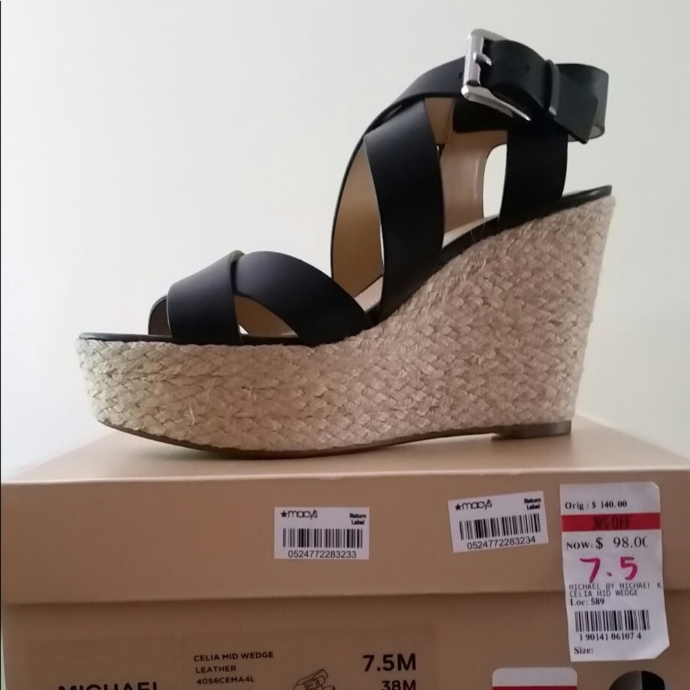 Michael Kors Leather Wedges size 7.5 NWT